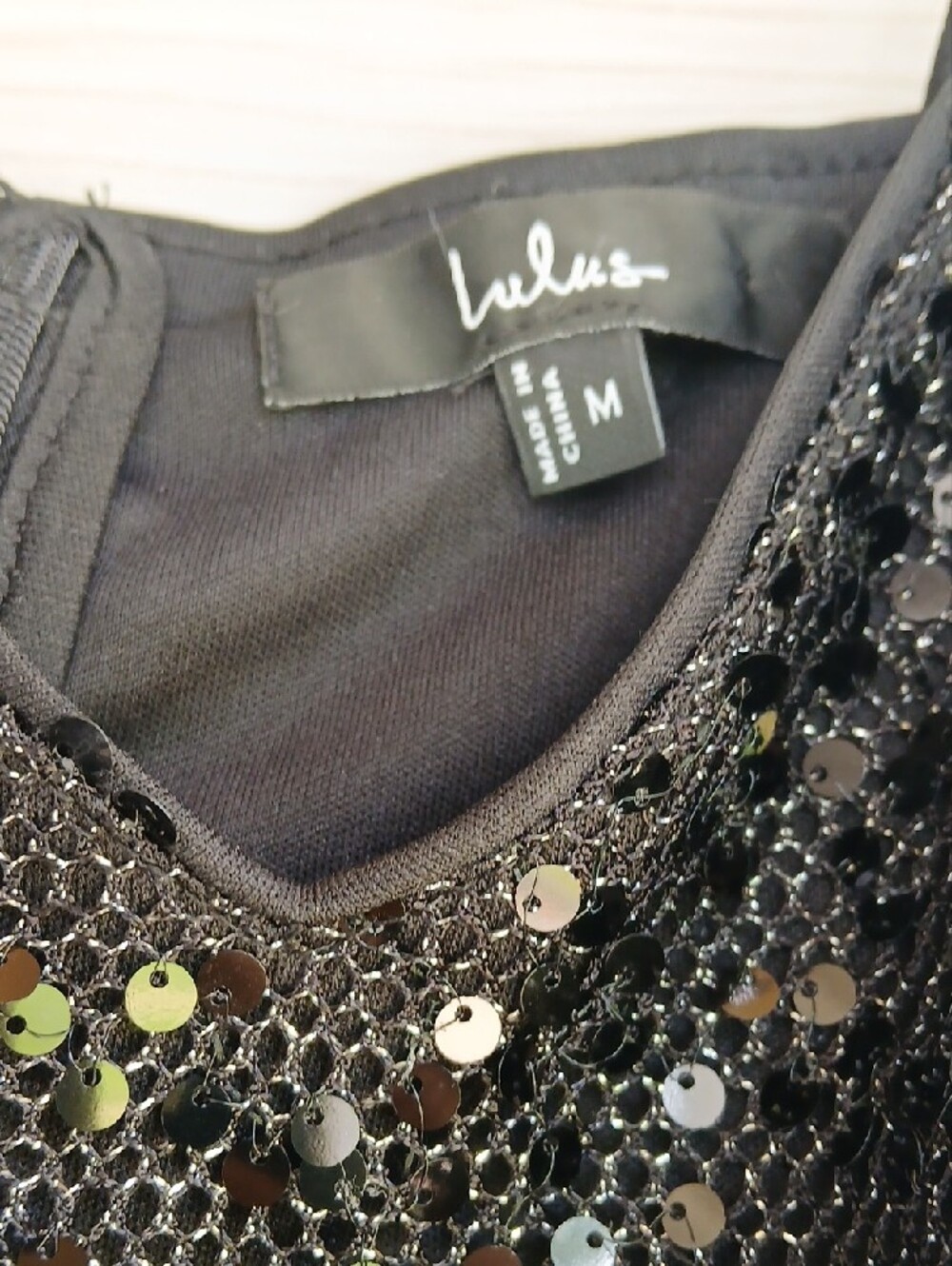 Lulu's Black Sequin Wide-Leg, Top with Matching Pants - Picture 3 of 7